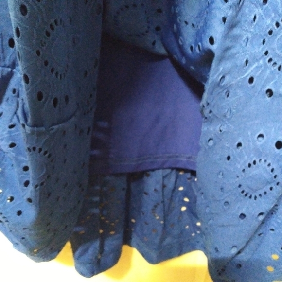 𝅺modcloth Light Shining Through Babydoll Dress Blue Eyelet Henley V-Neck Size M - Picture 7 of 10